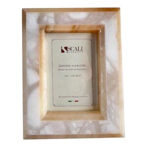 Genuine Alabaster Frame 4 X 6 Vertical or Horizontal White + Tan Made in Italy